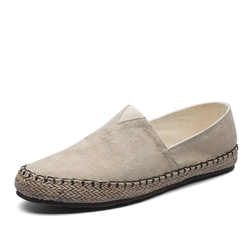 Męskie espadryle wsuwane w kolorze khaki z jutową podeszwą