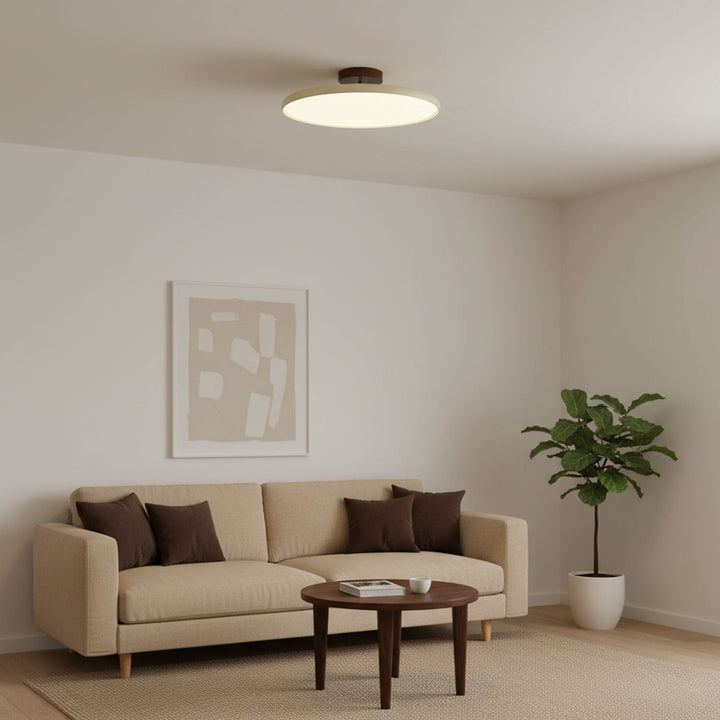 Beżowa domowa lampa sufitowa LED, okrągła, nowoczesny design do kuchni.