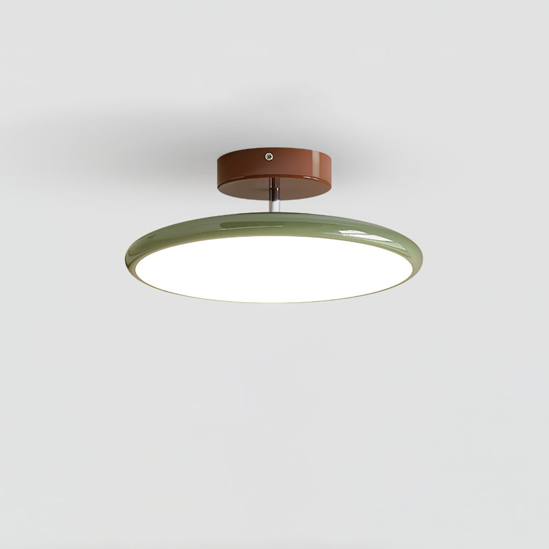 Beżowa designerska lampa natynkowa LED, smukła i regulowana do salonu.