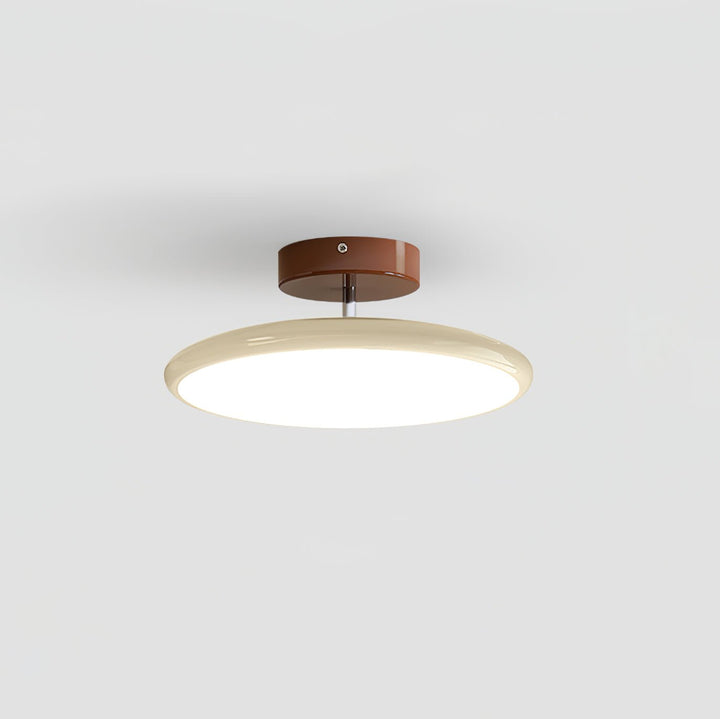 Beżowa designerska lampa natynkowa LED, smukła i regulowana do kuchni.