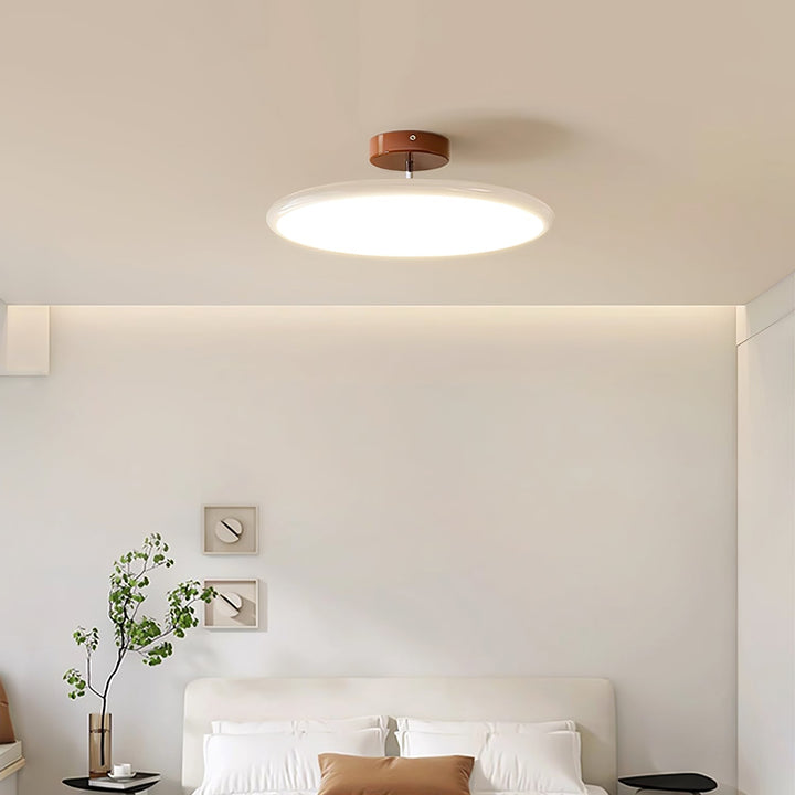 Zielona lampa LED okrągła, montaż natynkowy, do nowoczesnej kuchni.