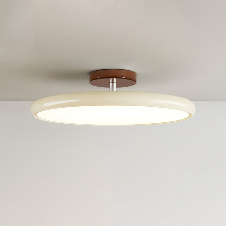 Beżowe eleganckie oświetlenie sufitowe LED, smukłe, okrągłe do kuchni.