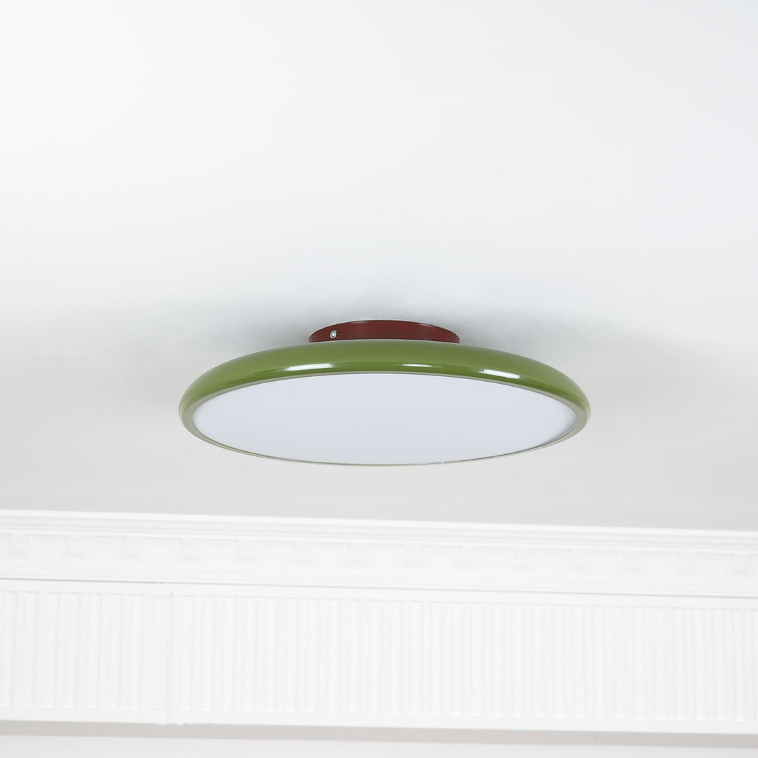 Beżowa regulowana lampa LED sufitowa, okrągła, do salonu.