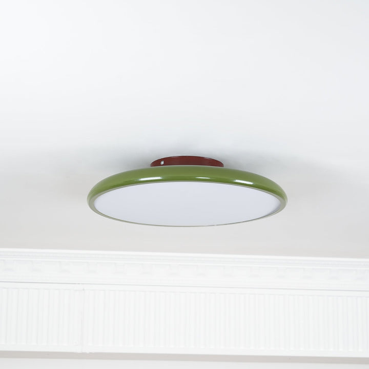 Beżowa regulowana lampa LED sufitowa, okrągła, do salonu.