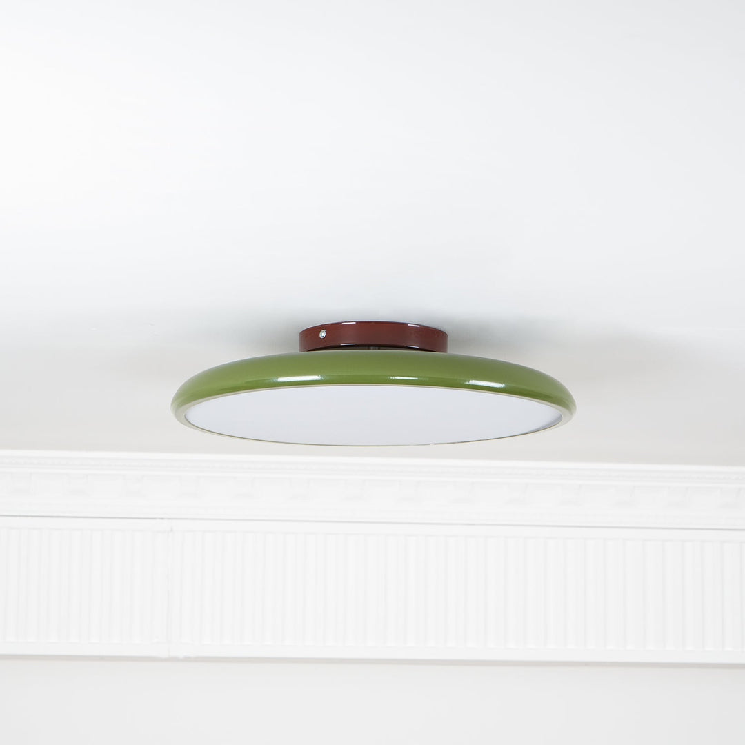 Beżowa regulowana lampa LED sufitowa, okrągła, do kuchni.