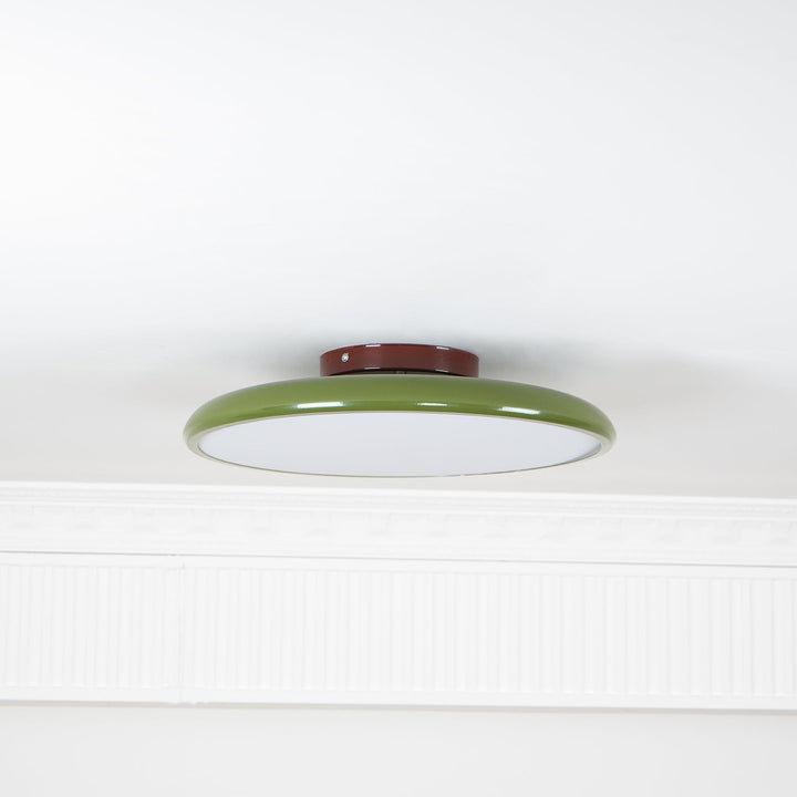 Beżowa regulowana lampa LED sufitowa, okrągła, do kuchni.