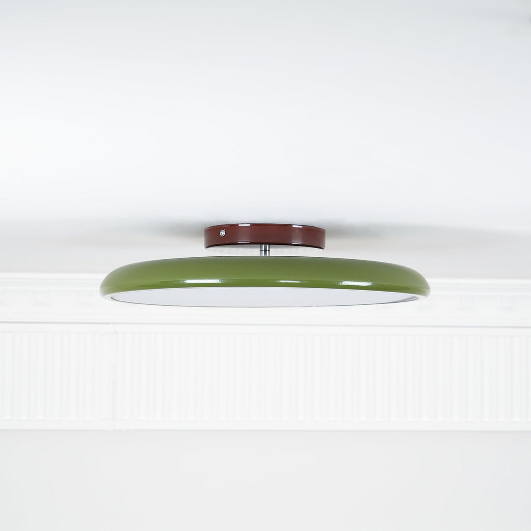 Beżowa regulowana lampa LED sufitowa, okrągła, do korytarza.