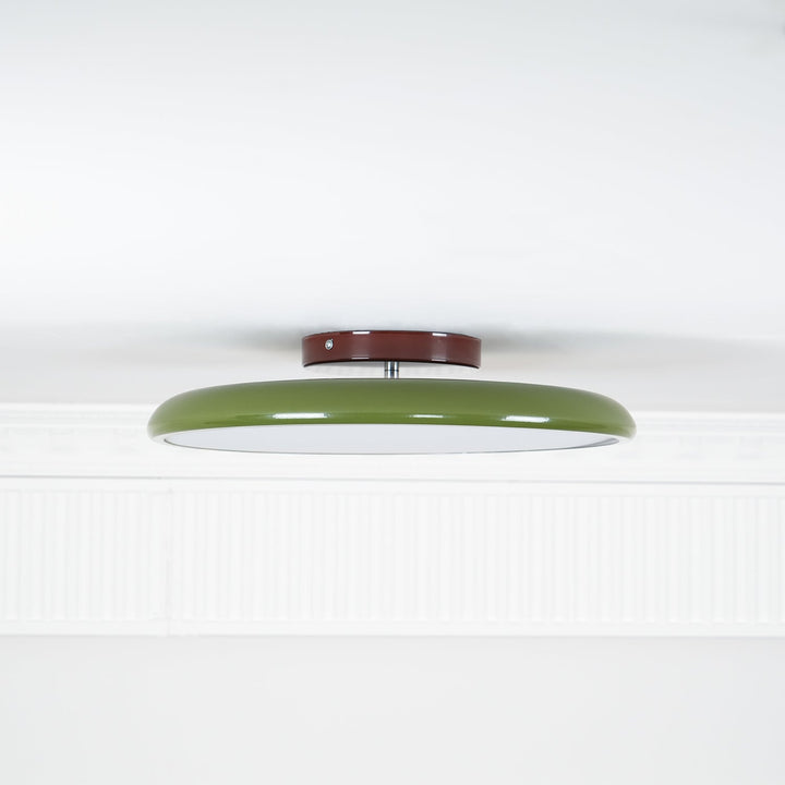 Beżowa regulowana lampa LED sufitowa, okrągła, do korytarza.