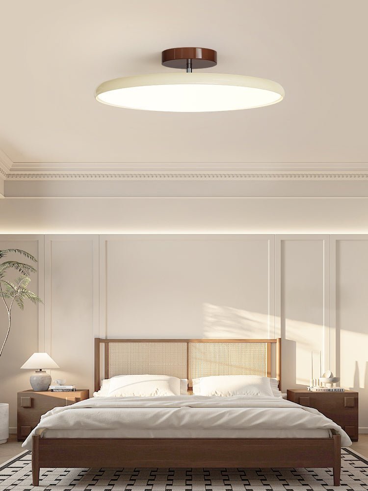 Zielona nowoczesna lampa LED, regulacja światła, okrągła do kuchni.