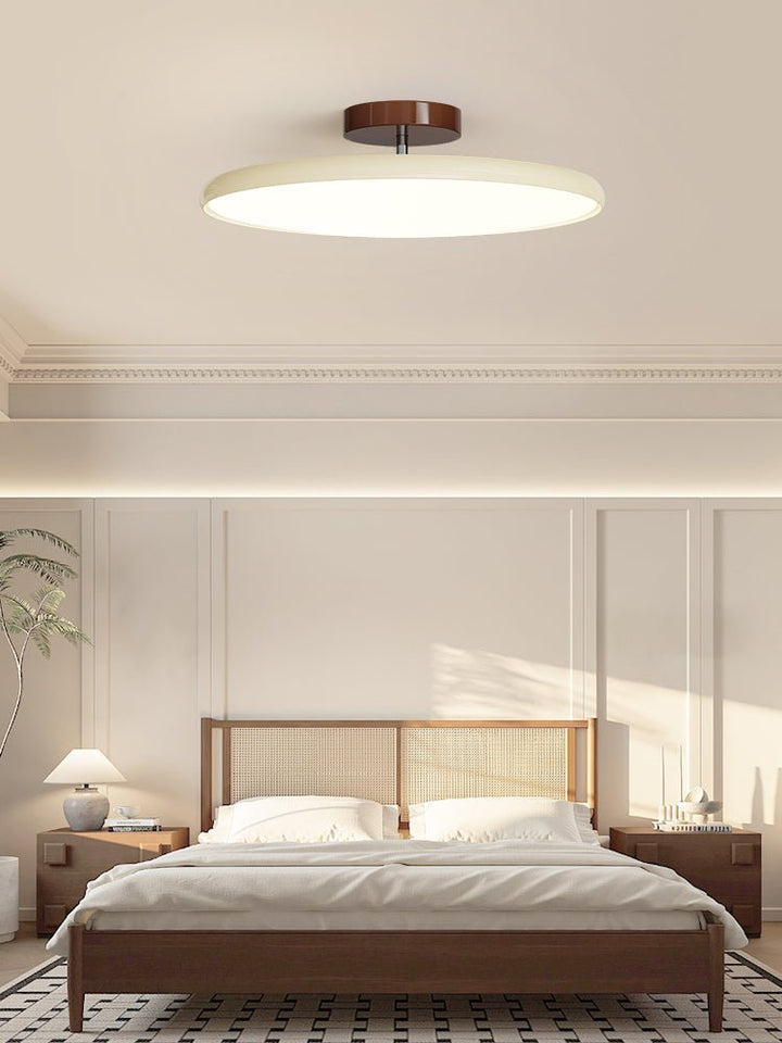 Zielona nowoczesna lampa LED, regulacja światła, okrągła do korytarza.