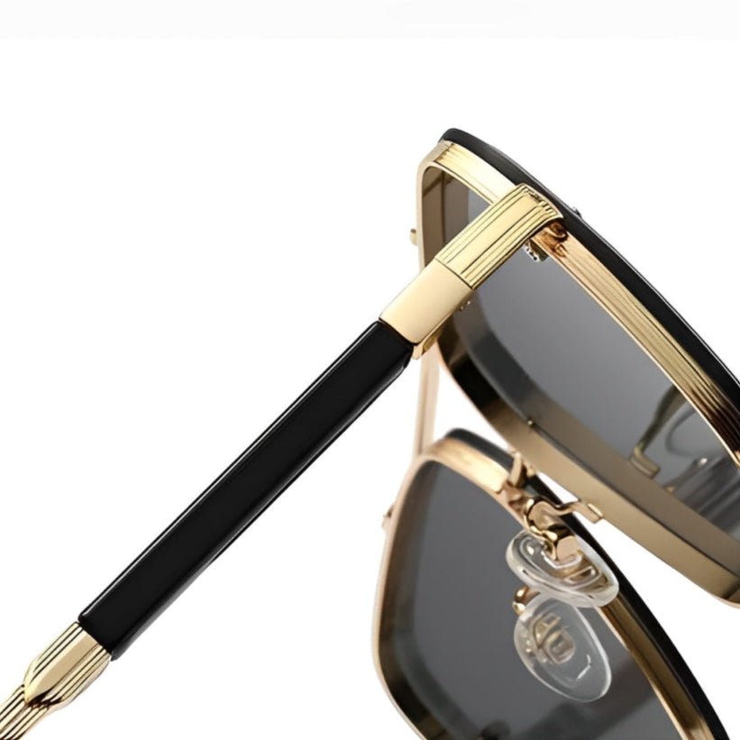 Eleganckie damskie okulary pilotki z gradientowymi soczewkami UV na twarzy
