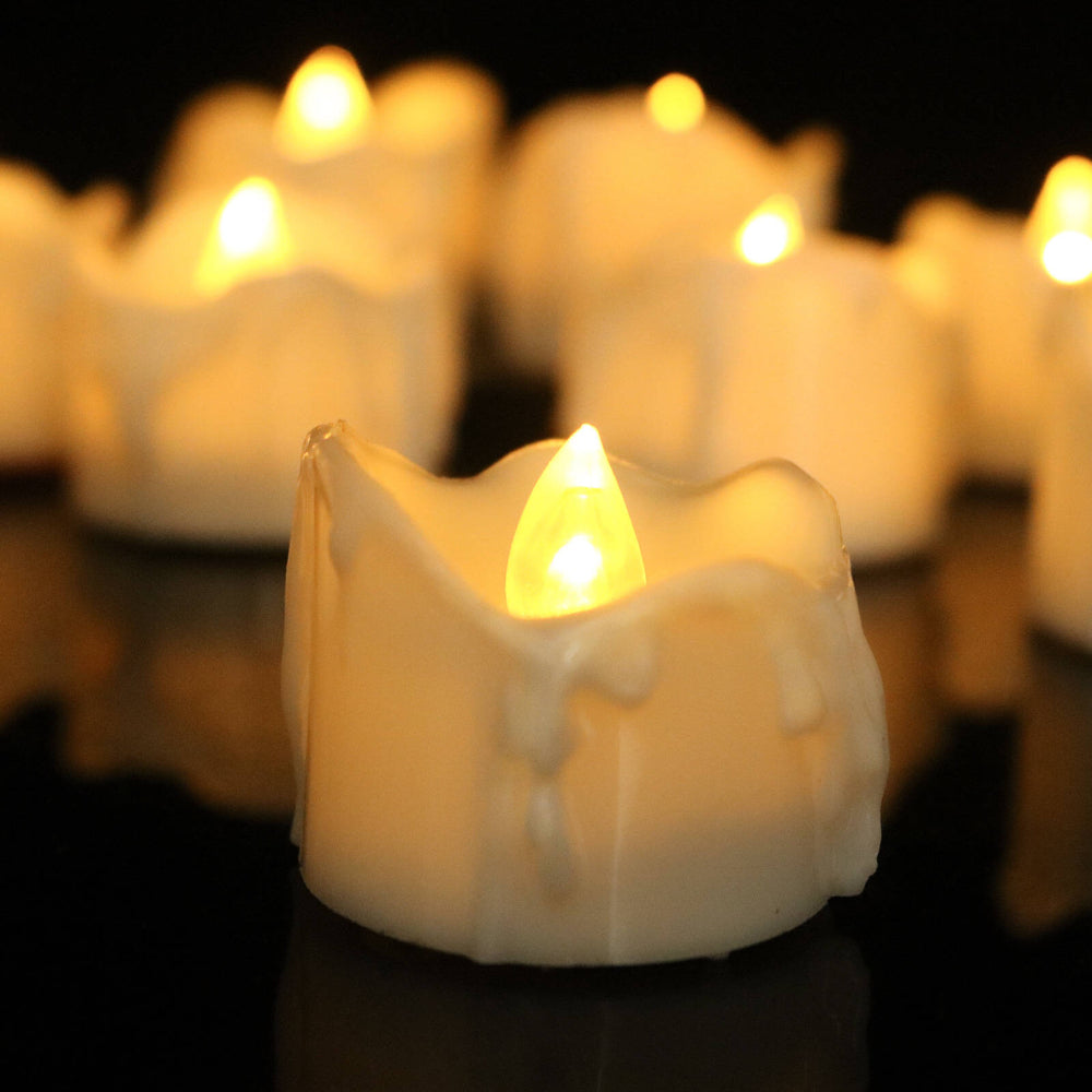 Bezpłomieniowe świeczki LED tealight, bezpieczna dekoracja domu i oświetlenie nastrojowe na każdą okazję.