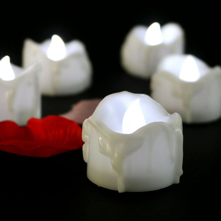Świeczki LED tealight bez płomienia, idealne rozwiązanie dla rodzin z dziećmi i zwierzętami domowymi.