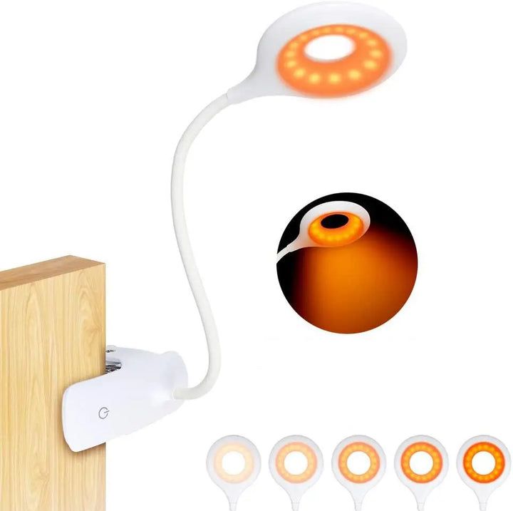 Mobilna lampa biurkowa LED bezprzewodowa z zaciskiem. Regulowane oświetlenie do czytania i pracy, ładowana USB.