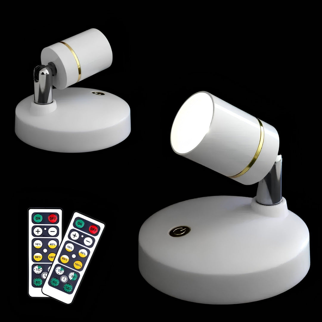 Lampa ścienna LED bezprzewodowa z pilotem. Regulowane punktowe oświetlenie, łatwe sterowanie do wnętrz.