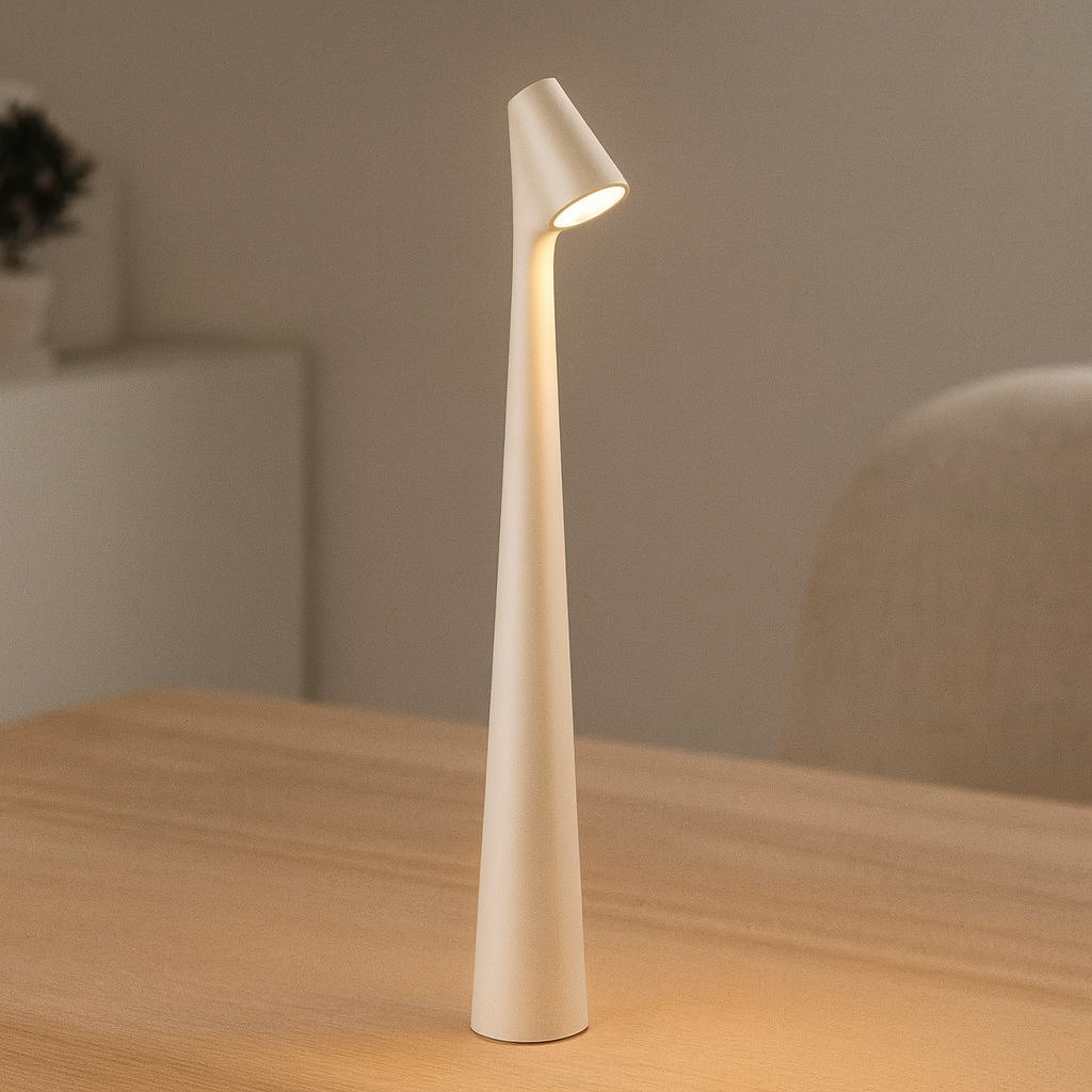 Bezprzewodowa lampa stołowa LED, regulowana jasność. Idealna do czytania, biura lub nastroju.