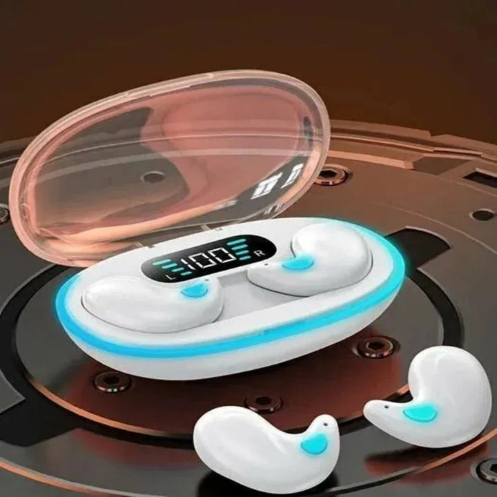 Ergonomiczne słuchawki bezprzewodowe Bluetooth douszne z mikrofonem, doskonałe do rozmów.