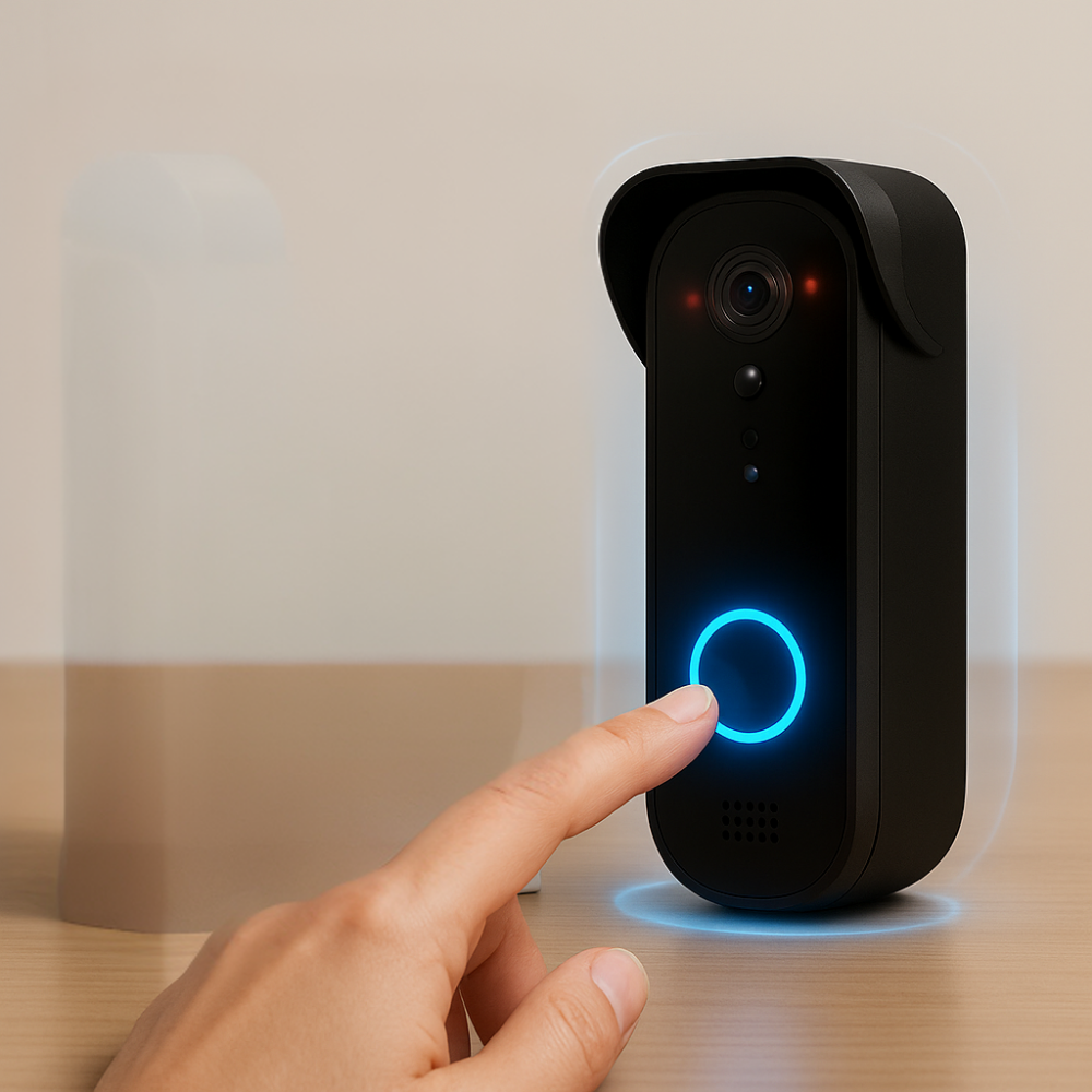 Bezprzewodowy dzwonek z kamerą HD 1080p, noktowizorem. Wideodomofon WiFi do monitoringu bezpieczeństwa domu.