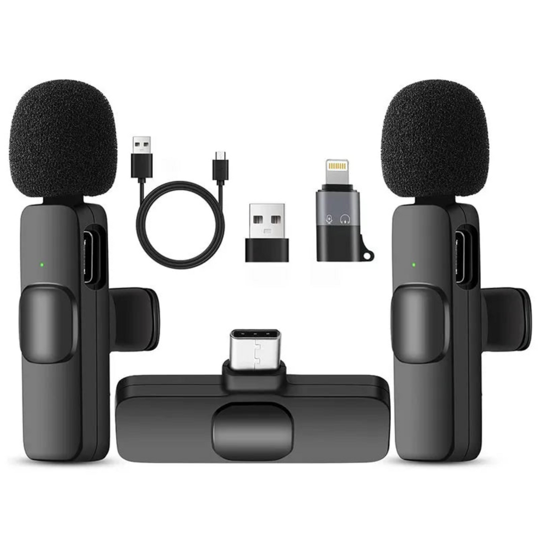 Mikrofon bezprzewodowy z technologią AI, zapewniający studyjną jakość audio do wideo. Złącze USB-C.