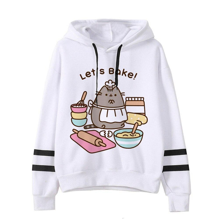 Dziewczęca bluza damska z kotem Pusheen. Biała, komfortowa, z nadrukiem kreskówki.