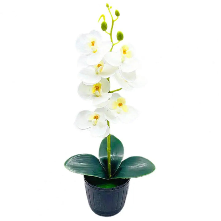 Luksusowa sztuczna orchidea, białe kwiaty, idealna do nowoczesnych wnętrz.