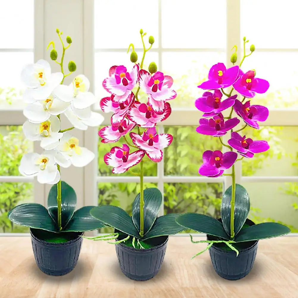 Eleganckie sztuczne kwiaty orchidei bonsai do wystroju wnętrz.