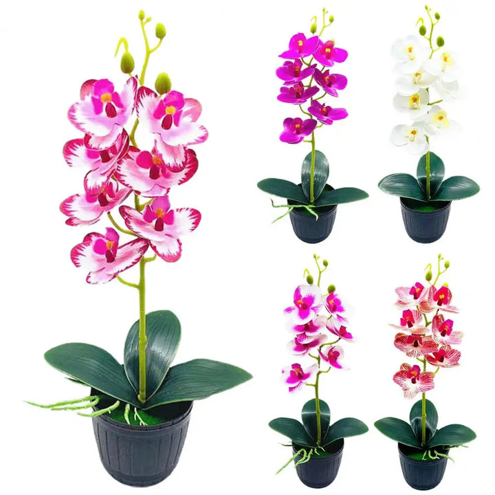 Realistyczne sztuczne kwiaty orchidei – piękna dekoracja do salonu.