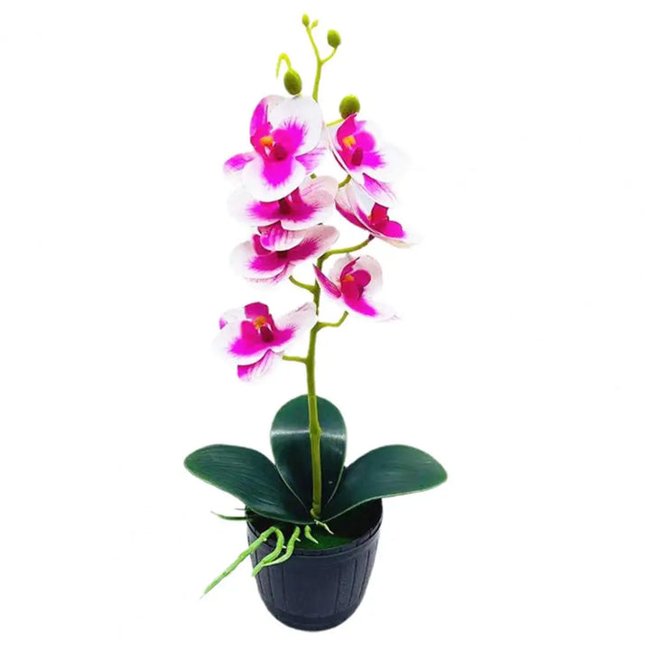 Zestaw sztucznych kwiatów orchidei, elegancka dekoracja na stół.