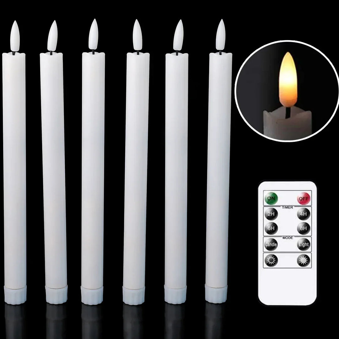 Świece bezpłomieniowe LED, stożkowe, białe, z ciepłym światłem, 25.4cm, idealne do wystroju domu.