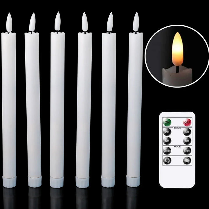 Świece bezpłomieniowe LED, stożkowe, białe, z ciepłym światłem, 25.4cm, idealne do wystroju domu.