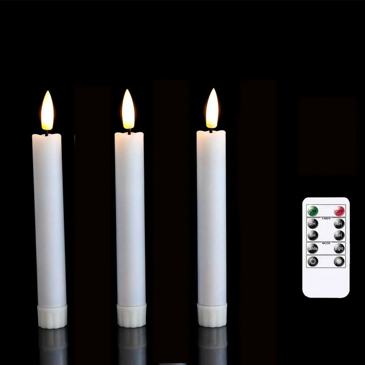 Dwie świece LED stożkowe 25.4cm, bezpłomieniowe, z ciepłym, migoczącym światłem, idealne do domu.