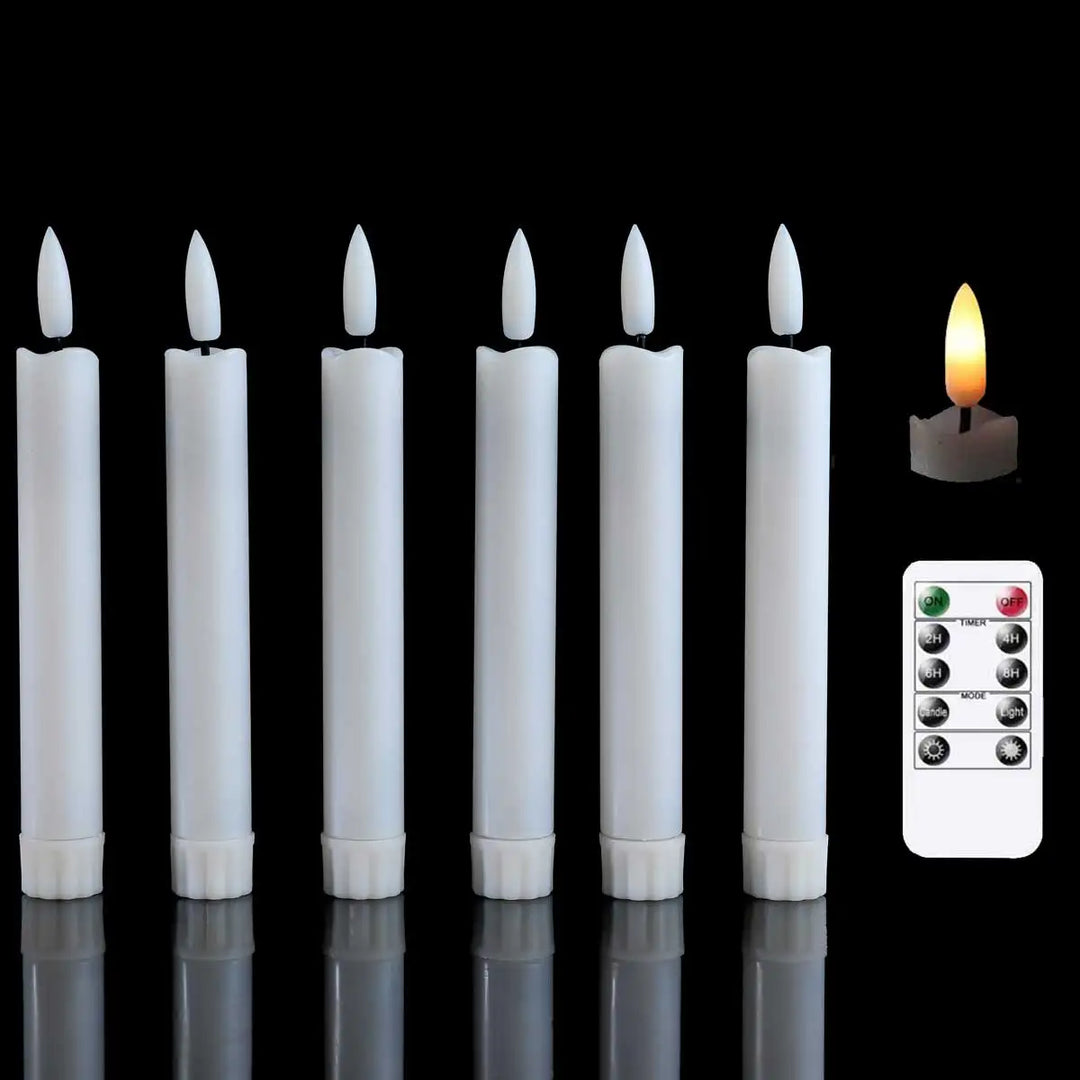 Nowoczesne świece stożkowe LED, beżowe, 25.4cm, bateryjne. Bezpieczny zamiennik dla tradycyjnych świec.