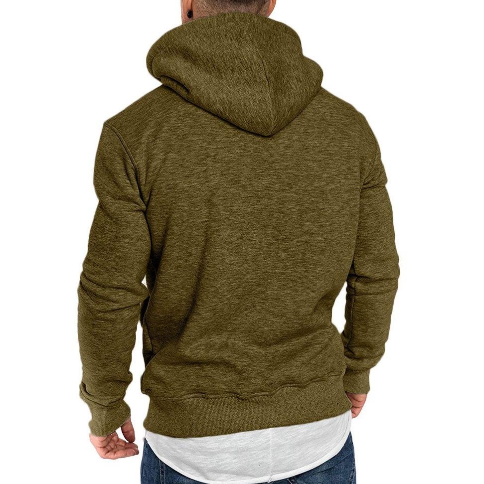 Jednolita bluza męska z kapturem i białymi sznurkami. Komfortowa propozycja streetwear.