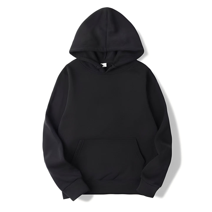 Osoba nosząca bluzę z kapturem unisex, oversize, z kieszenią kangurką, idealna do mody codziennej.
