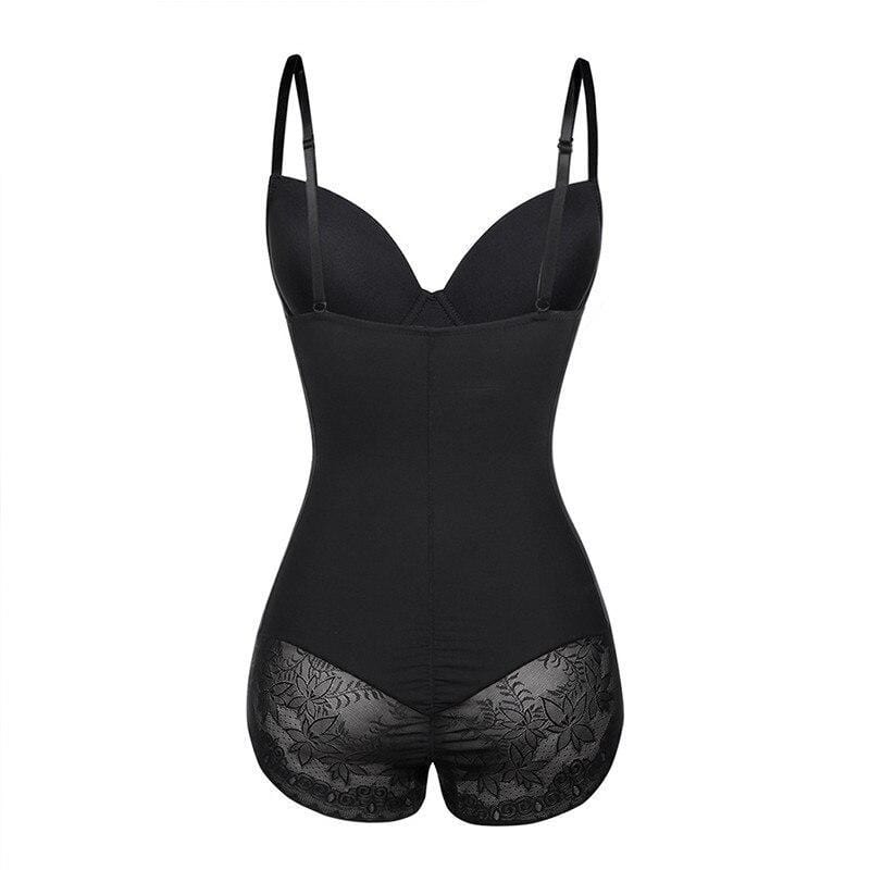 Beżowe mocno modelujące body damskie z silną kompresją brzucha