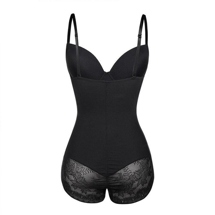 Beżowe mocno modelujące body damskie z silną kompresją brzucha