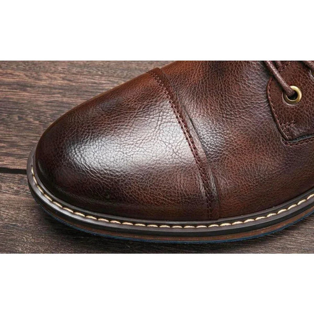 Ciemnobrązowe męskie botki sznurowane, eleganckie buty wizytowe