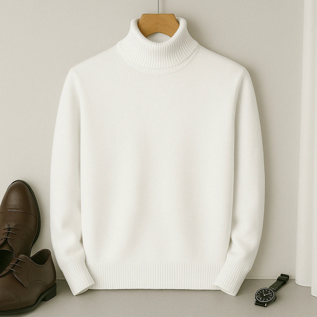 Modny sweter męski z golfem o klasycznym i eleganckim splocie