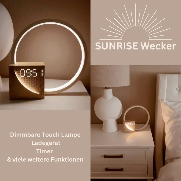 Budzik LED z naturalnym wschodem słońca. Delikatne budzenie światłem i lampka nocna do domu.