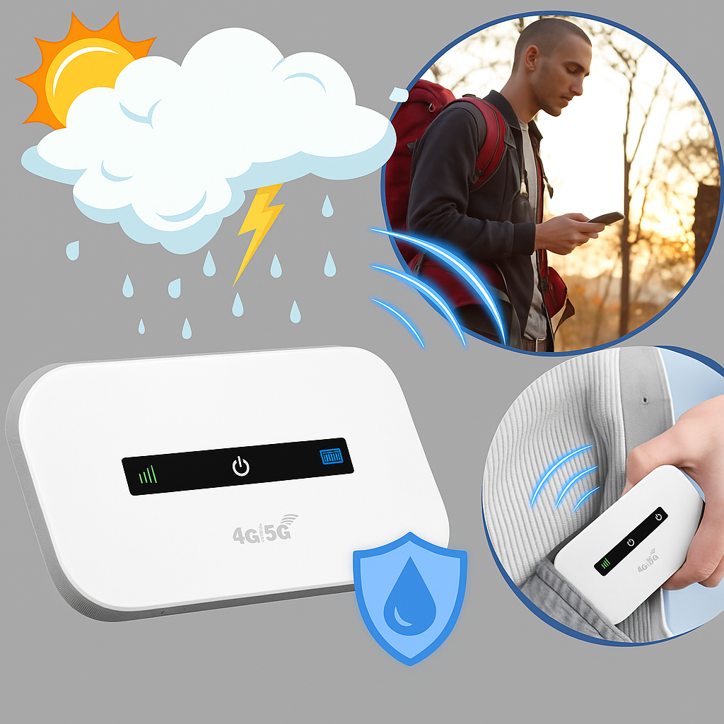 Mobilny hotspot z włączonym wyświetlaczem LED w eleganckim etui