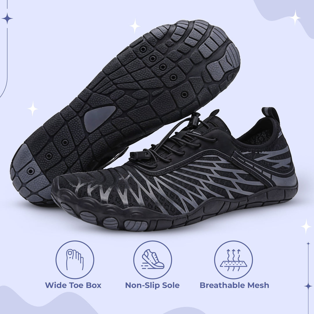 Oddychające buty do biegania barefoot unisex. Szerokie palce, szybkoschnące, doskonałe na upały.
