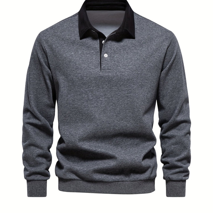Komfortowa bluza polo z długim rękawem dla mężczyzn ceniących modę