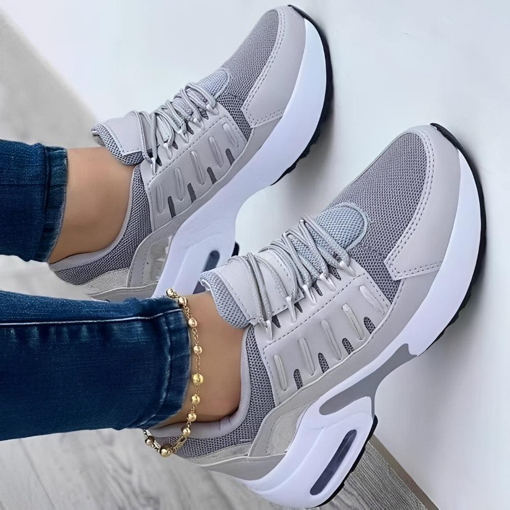 Szare damskie buty sportowe Eleana na nodze