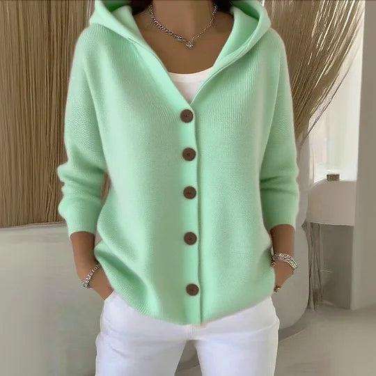 Zielony damski sweter z kapturem w casualowym stylu