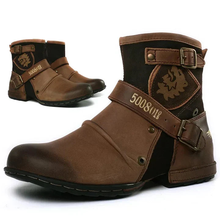 Męskie buty motocyklowe skórzane czarne botki biker boots