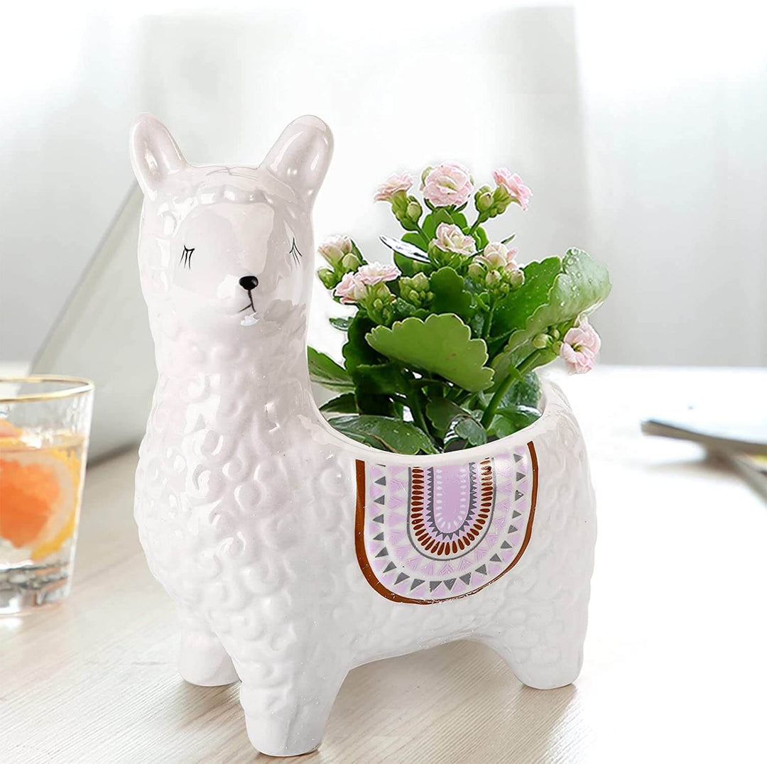 Urocza doniczka ceramiczna alpaka na kwiaty. Dodaj odrobinę fantazji do swojej przestrzeni.