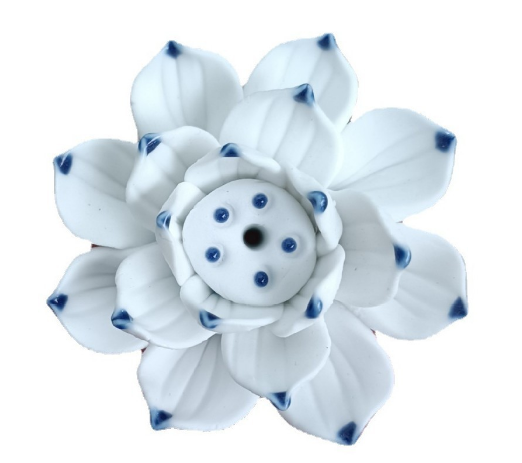 Minimalistyczny stojak na kadzidła lotos, ceramiczny design.