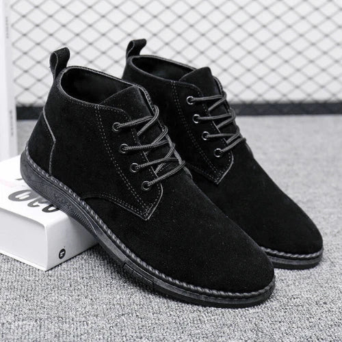 Czarne skórzane botki chukka męskie sznurowane za kostkę smart casual