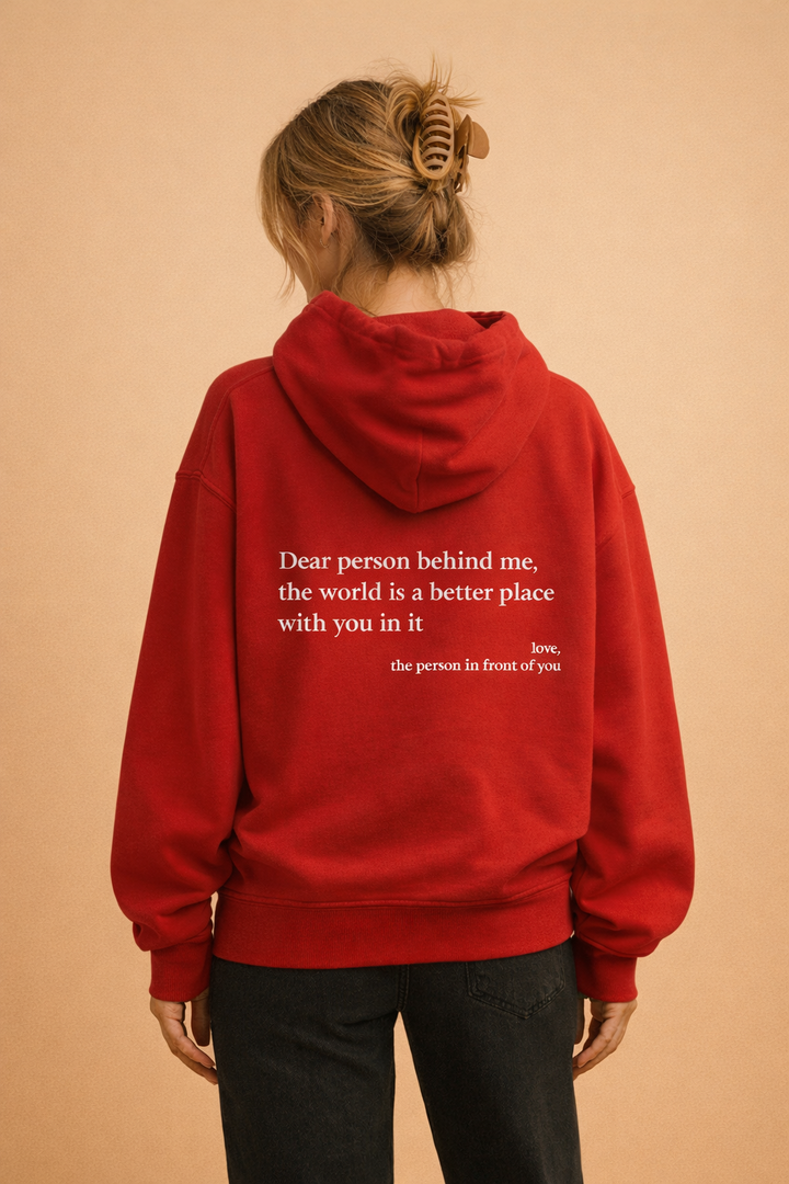 Ciepła bluza damska/męska z kapturem i nadrukiem. Oversize, długi rękaw, idealna do casual.