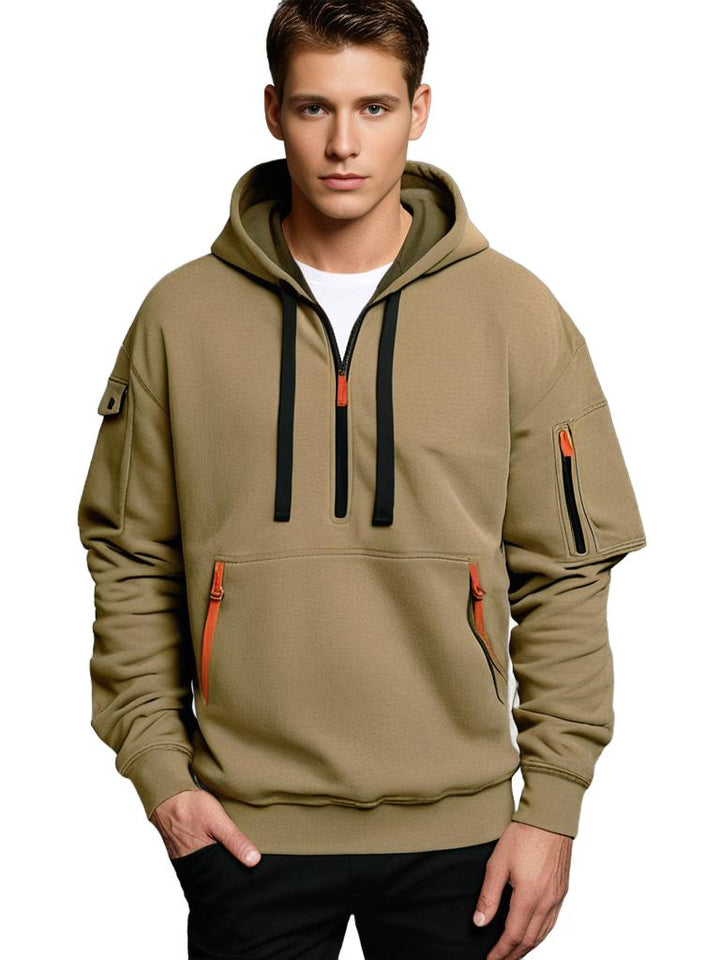 Męska hoodie z kapturem, z zamkiem, komfortowa i stylowa. Odzież miejska na co dzień.